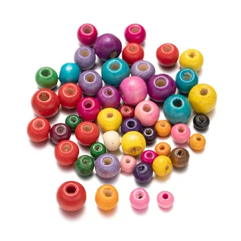 20-200 бр Цветни смесени кръгли Мъниста-подпори от дърво САМ За бижута, Колие, Гривна, аксесоари