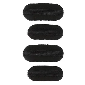 4 бр. черна порести шнола за коса с обемен копче, дополняющая прическа във формата на светлина