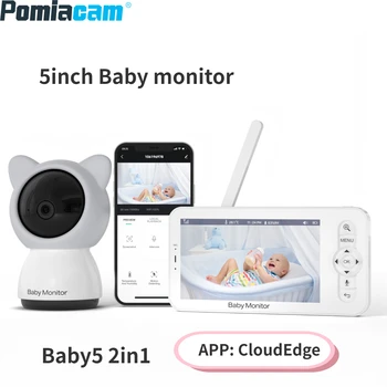 5-Инчов Безжичен следи бебето Babyphone Камера за Сигурност HD Нощно Виждане Bebe гледане на деца VOX PTZ Колыбельные Температура Влажност
