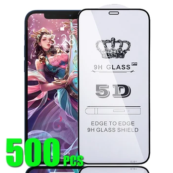 500шт 5D Пълно Покритие От Закалено Стъкло 9H Premium Film Screen Protetcor За iPhone 15 Pro Max 14 Plus 13 Mini 12 11 XR XS X 8 7 SE