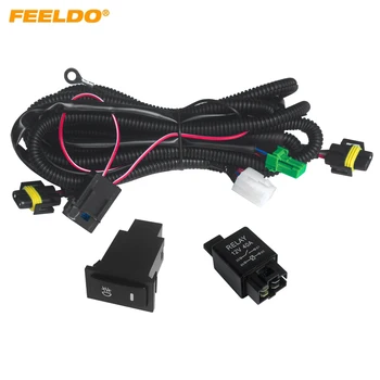 FEELDO Автомобилен Стайлинг, Теглене на кабели, фарове за мъгла, фарове, Ключ контакт с led индикатори, Реле За Honda H11, комплекти за кабелни адаптери