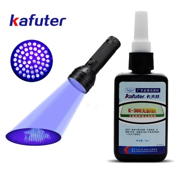 Kafuter 50 мл UV лепило UV-втвърдяване на К-300 Прозрачно лепило от кристал и стъкло с UV фенерче 9/51 светодиоди