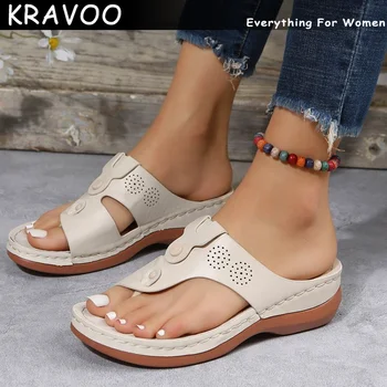 KRAVOO/ Дамски обувки на платформа, Дамски Чехли на Танкетке, Чехли, Сандали, Многоцветни Чехли с отворени Пръсти, Плажни Джапанки 2023