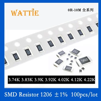 SMD резистор 1206 1% 3,74 K 3.83 Млн K 3,9 К 3,92 K 4,02 K 4,12 K 4,22 K 100 бр./лот микросхемные резистори 1/4 W 3,2 мм * 1,6 мм