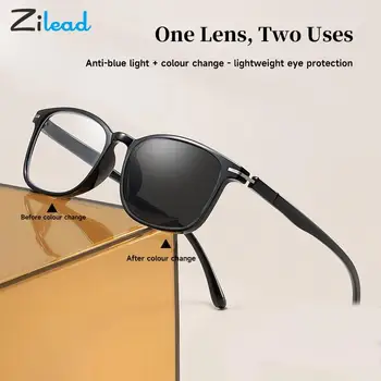 Zilead Фотохромичните очила със синя светлина, Женски, Мъжки Модни Квадратни слънчеви очила, Слънчеви очила Ourdoor, очила за промяна на цвета от Слънцето