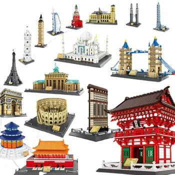 Архитектура, която е съвместима с WanGe City, Тадж Махал, Лондон, Париж, Градския мост, Строителни блокове, бебешки играчки за сглобяване на тухли