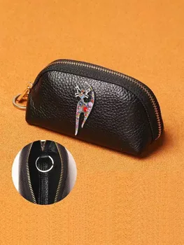 В чантата си за ключовете от изкуствена кожа в корейски стил - дизайн без драскотини, Блестящ интериор под формата на клъстери, сребро и злато