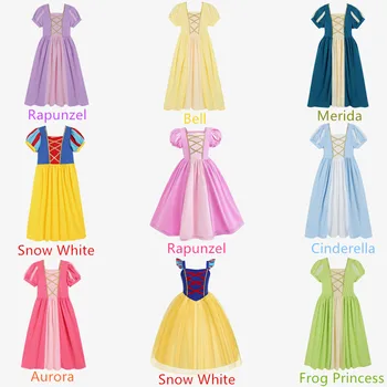 Вязаное Принцеса рокля за момичета, Аврора Бел, Пепеляшка, Снежанка, Рапунцел, Детско празнична рокля, Костюм за Cosplay
