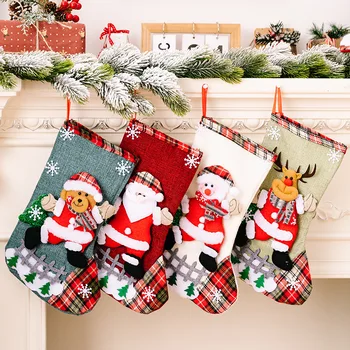 Големи Коледни чорапи, торбичка за бонбони с участието на Дядо Коледа Лосове, Украси за Коледната елха, Окачен Медальон 2024, нова година Коледна Украса, подарък пакет