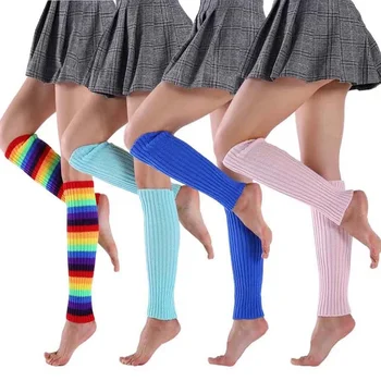 Дамски плетени гамаши неонового цвят на Хелоуин 80-те години, ярки чорапи в рубчик без чорапи, пънк-черни чорапогащи, Готическия хип-хоп Рок-чорап