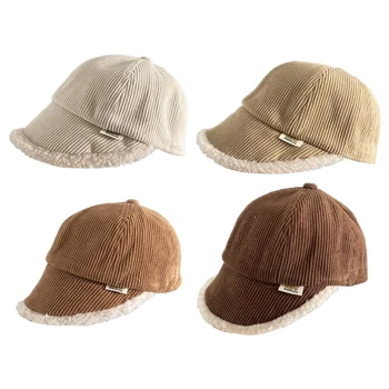 Детска шапка с периферия за момчета и момичета, мека и топла шапка с козирка, Модерна детска шапка