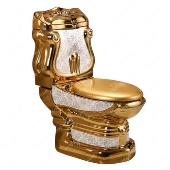 Европейският Съд Златист Цвят Персонални Творчески Водосточни Тоалетна Чиния Домакински Керамична Тоалетна