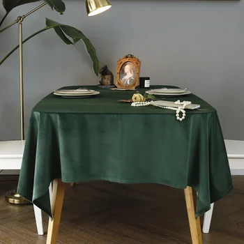 Златно кадифе покривка, маса за хранене, художествена правоъгълна покривка