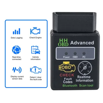Инструменти за диагностика на автомобила OBD2 Bluetooth-съвместими Автомобили Скенер OBD2 Elm327 V1.5 Четец за кодове OBDII Безжичен Тестер за диагностика на неизправности