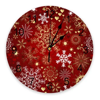 Коледни Кръгли стенни часовници с текстура снежинки Модерен дизайн на Кухненски Висящи часовници Начало декор Безшумни стенни часовници