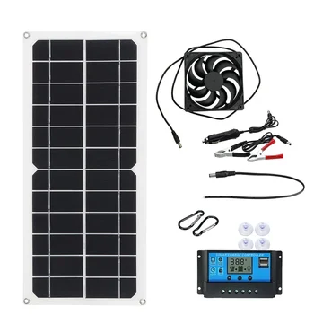 Комплект соларен панел с мощност 50 W, 12, USB с контролер, слънчеви панела, вентилатор за автомобили, Яхти, лодки, каравана, зарядно устройство за лодка