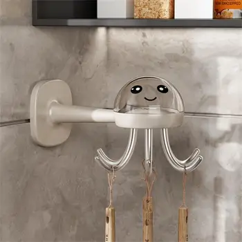 Куки във формата на октопод, поворачивающиеся на 360 градуса Куки за съхранение с шест нокти, Закачалка за кърпи в баня, Кухненски органайзер, куки за багаж без перфорация