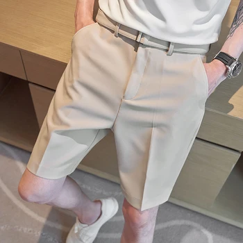 Марка дрехи, мъжки летни бизнес шорти/Мъжки панталони Висококачествени ежедневни панталони с колан, подходящи за модерен плажни къси M-4XL