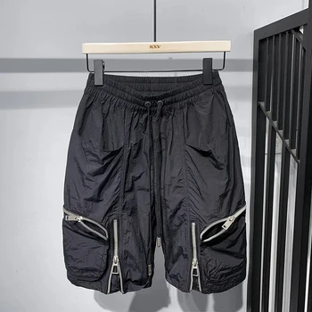 Мъжки панталони, Ежедневни Летни къси Панталони, Мъжки Тела с завязками, универсални Корейски Широки Панталони с Ципове, Трендови Модни Шорти, Мъжки Дрехи