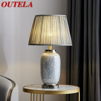 Настолна лампа OUTELA от съвременната керамика, Луксозен хол, спалня, Кабинет, Оригиналната Светодиодна настолна лампа от Месинг