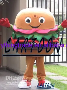 Нова Възрастен Горещ Костюм Талисман с Хубав Гамбургером от Карикатура, Плюшено Коледно Карнавалните костюми, Талисман Костюм за Хелоуин