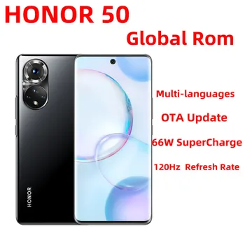 Оригиналната глобална Вградена памет Honor 50 5G Смартфон Snapdragon 778G 120 Hz 66 W с компресор 108 Mp Камера, NFC за Мобилни телефони Android