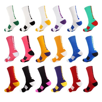 Професионални чорапи за кърпи за ръце, сгъстено отдолу, абсорбиращи потта, мъжки Спортни чорапи до коляното за уличен баскетбол, колоездене