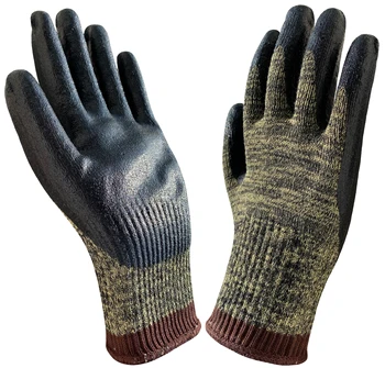 Работна ръкавица със защита от порязване ANSI A4 EN388, 5-страхотна защитна ръкавица от арамидни влакна, Увита стоманена Нитриловой пряжей