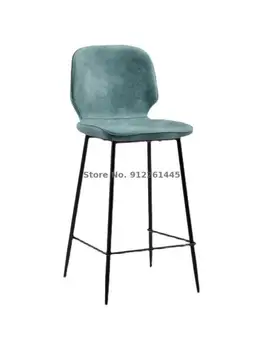 Скандинавски бар стол модерна проста домакински облегалка, високо столче за рецепцията, лесен луксозен бар стол, висока табуретка, бар стол