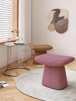 Скандинавски Мек Приятен вълнен столче за преобличане Модерен Дизайн Креативен столче за спални и Дома от масивно Дърво За преобличане обувки