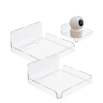 Скоба за съхранение без перфорация от 4 части, Прозрачна пластмасова стойка за рутера, монтиран на стената скоба за наблюдение на камера в хола