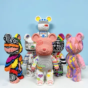 Сладки Мини Микро Диамантени Тухли, Играчки Със Светлината Cartoony Мечка Bricklys Bear Модел Строителни Блокове направи си САМ Комплект, подходящ За Деца Подаръци За Рожден Ден