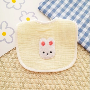Слюнявчик за хранене на бебето, Мультяшное кърпа за слюнката със заек, мек памучен впитывающая плат от оригване на дантела-за подарък на новородено бебе