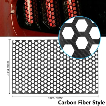 Стикер задна светлина за кола, стикер от въглеродни влакна под формата на сот, 48x30 см