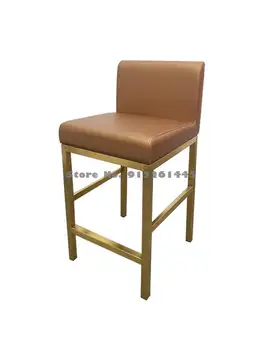 Стол от неръждаема стомана, с розово злато и бисери, стол за бижутериен магазин, столче за магазин за очила, модерен лек луксозен стол, бар стол