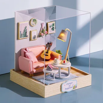 Съотношение: 1: 24 Миниатюрен дом със собствените си ръце, дървен куклен играчка къщичка, комплект мебели, модел, подарък за рожден ден, творческа стая, една книга-диорама