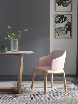 Трапезария стол от масивно дърво в Скандинавски Стил, Модерен минималистичен Стол С облегалка, Мек Стол-чанта, Дизайнерски стол за хотела Творчески Модел зала