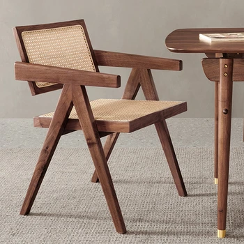 Трапезни столове от масивно дърво в Скандинавски стил, Мебели за дома ресторанта, маса за Хранене, стол със средновековни облегалка, Модерен Ротанговый стол за почивка на семейството B