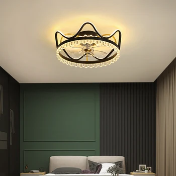 Художествена led полилей, висящ лампа, вентилатор на тавана с осветление, скандинавски декор за спалня, ресторант, столова, дистанционно управление