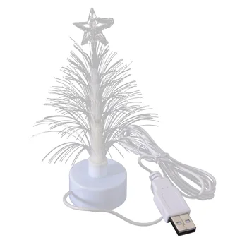 Цветна оптична Коледно дърво, захранва от USB, Led Коледно Дърво, Маса за спални, Търговски център, Домашна Мини Led Коледна Елха