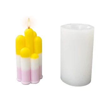 Цилиндрични форми за свещи Силиконова форма за направата на свещи в стълб, Форма за свещи от смола, Форми за леене смола, Силикон под формата на 