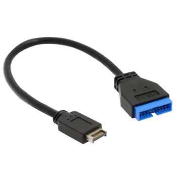 Черни аксесоари, 20 см конектор за пренос на данни Type-E На 20-пинов Здрав кабел-USB адаптер 3.1, Удължител предния панел