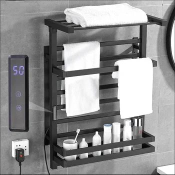 Черно-бял термостатичен електрическа лира за баня, енергийна ефективност, електрически лира, сензорен дисплей