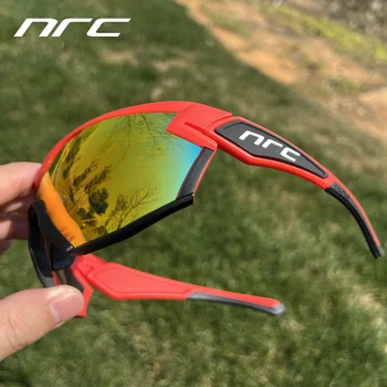 Ярко-Червени Велосипедни очила NRC за мъже, Планинско Колоездене, Колоездене, Спортни Слънчеви очила на МТВ, Колоездене, Очила за жени UV400 с мека кожена чанта