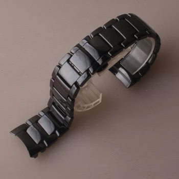 24 мм, 22 мм и Каишка за часовник Черен полски керамичен каишка за часовник гривна аксесоари, подходящи AR1474 aR1475 aR1451 aR1452 Мъжки, Дамски гривни