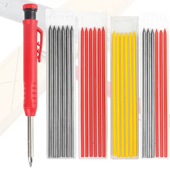 3 Цвята, строително дърводелски механичен молив с острилка ви, дълъг накрайник, строително дърводелски молив за дограма строителство, строителни канцеларски материали