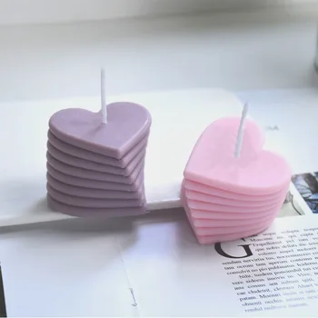 3D Въртяща форма за свещи Любов, Ароматна свещ с форма на сърце, Форма за украса миещ торта от с гипсова смола, ръчно изработени форми