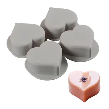 4 Кухина 3D Сърцето на Силиконовата форма За Сапун DIY Производство на Глинени Свещи Занаят Торта Декорация Шоколад Инструмент За Печене