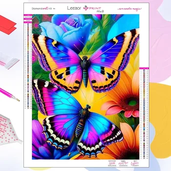 5d Диамантена снимка на Животно Цветна пеперуда Пълна диамантена художествена бродерия на кръстат бод, Определени за диамант живопис Пейзаж Начало декор