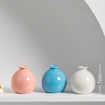 7 см е Малка Керамична основа Ins Прост Японски къща, ваза за декориране на всекидневна, веранда, Бяло, розово, лилаво, синьо, хидропоника за сухи цветя